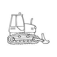 crawler tractor, hand drawn in cartoon style on a white background. vector