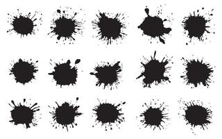 Set of black splashes.Ink stains, black paint, design elements set. vector