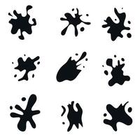 Set of black splashes.Ink stains, black paint, design elements set. vector