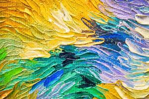 Colorful abstract oil painting art background. Texture of canvas and oil. photo