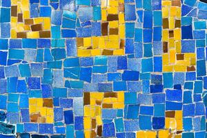 Close-up view of beautiful colorful decorative mosaic tiles. Abstract background. photo