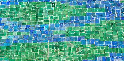 Close-up view of beautiful colorful decorative mosaic tiles. Abstract background. photo