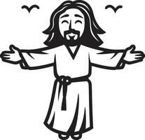 Compassionate Guide Cartoon Jesus Black Sacred Light Black Jesus vector