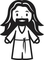 Merciful Guardian Cute Jesus Divine Embrace Cartoon Jesus in Black vector