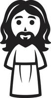 Holy Guardian Cute Black Jesus Compassionate Guide Cartoon Jesus Black vector