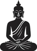 Mystic Enlightenment Buddha in Black Silent Serenity Black Buddha vector