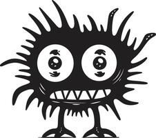 Ink Splash Critters Monster Emblem in Black Doodle Delights Cute Monsters vector