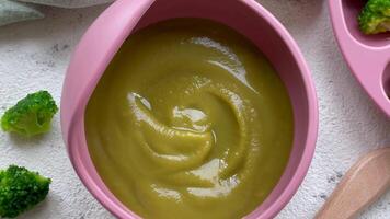 Healthy baby food in bowl video