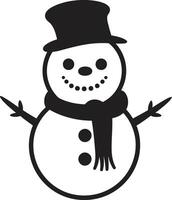 Playful Snowy Wonder Cute Snowman Charming Snowman Delight Black vector