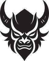 Sinister Oni Face Modern Black Oni Head Art Noir Inspired vector