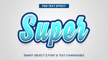 modifiable 3d texte effets super bleu Couleur texte effet psd