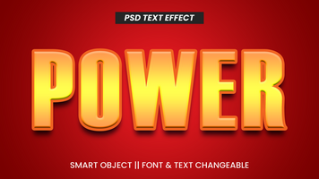 Editable 3d text effects power orange color text effect psd