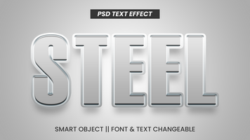 bewerkbare 3d tekst Effecten staal metaal stijl tekst effect psd