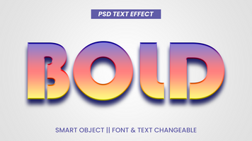 Editable 3d text effects bold gradient color text effect psd