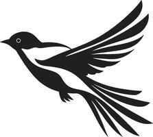 Serene Winged Euphoria Cute Majestic Flight Fantasia Black Bird vector