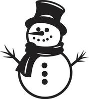 Playful Snowy Sculpture Black Fluffy Snowman Friend Cute vector