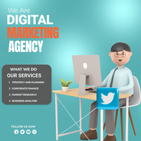 Digital marketing webinar and business conference social media post template. psd