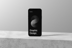 Device phone mockup with wall background and realistic scene psd