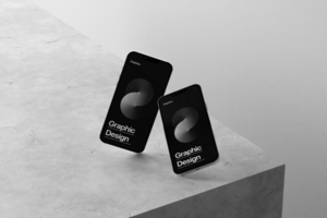 telefoon mockup met realistisch 3d tafereel Aan minimalistische achtergrond psd