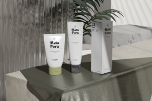 Tube mockup with box mockup and realistic scene with shadow background psd