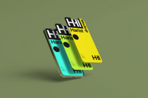 Smartphone mockup with layered screen and minimal background psd