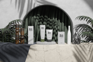 Tube mockup with box mockup and realistic scene with shadow background psd