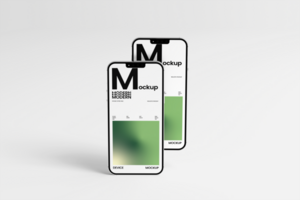 Smartphone mockup with realistic shadow and minimal background psd