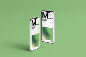 Smartphone mockup with realistic shadow and minimal background psd