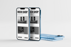 3d smartphone mockup met schaduw en minimaal achtergrond psd