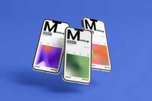 Smartphone mockup with realistic shadow and minimal background psd