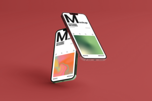 Smartphone mockup with realistic shadow and minimal background psd