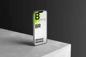Phone mockup with realistic 3d scene on minimalist background psd