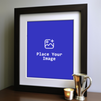 photo frame with cup and a candle psd