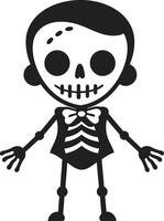 Dynamic Skeleton Buddy Full Body Grinning Skeletal Mascot Black vector