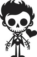 Quirky Skeleton Charm Black Amusing Skeletal Pose Full Body vector