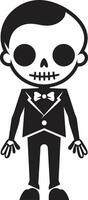 Soothing Bone Mascot Cute ic Cartoonish Skeletal Pose Black vector