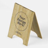 houten kort cafe trottoir teken bord Scherm in staand positie realistisch logo merk mockup ontwerp sjabloon psd