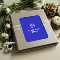 photo album with flowers templet psd