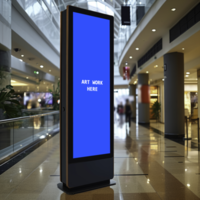 Large LED screen mockup in a shopping mall Templet psd