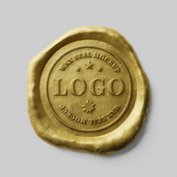redondo auténtico tradicional especial correo invitación sobre documento certificado cera sello sello en dorado metálico color realista Bosquejo diseño modelo psd