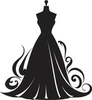 Elegant Couture Womans Dress Emblem Chic Black Dress vector