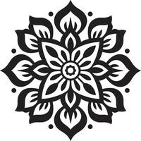 Infinite Serenity Monochrome Emblem Featuring Mandala in Elegant Transcendental Patterns Sleek Black with Mandala in Monochrome vector