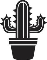 Desert Elegance Black Cactus Emblem Spiny Majesty Black Cactus Scene vector