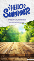 A vibrant summer poster design featuring a welcoming message psd