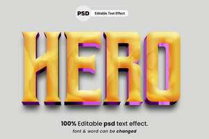 héros 3d modifiable texte effet psd