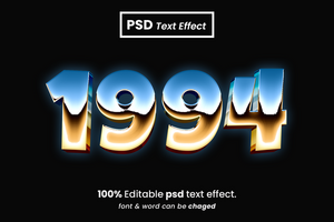Années 90 style 3d modifiable texte effet psd