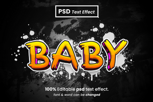 baby 3d bewerkbare tekst effect psd