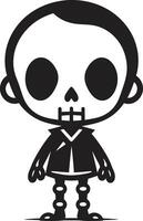 Radiant Skeletal Pose Cute Chirpy Skeleton Charm Black vector