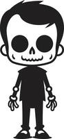 Energetic Skeleton Friend Black Playful Bone Pose Full Body vector