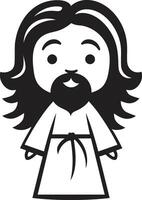 Healing Love Cute Jesus Black Blessed Redeemer Cartoon Jesus Black vector